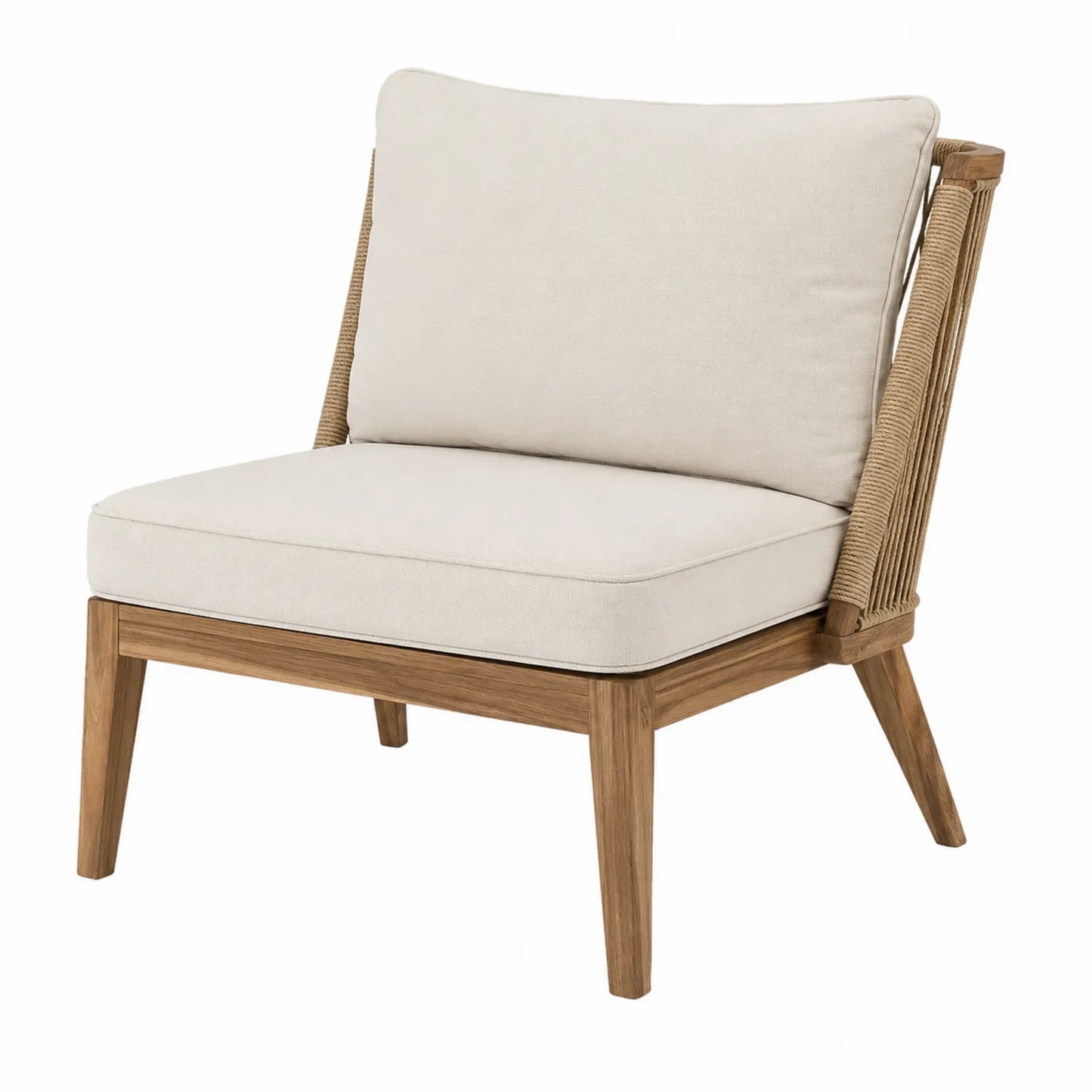 Silla de madera con cojines beige