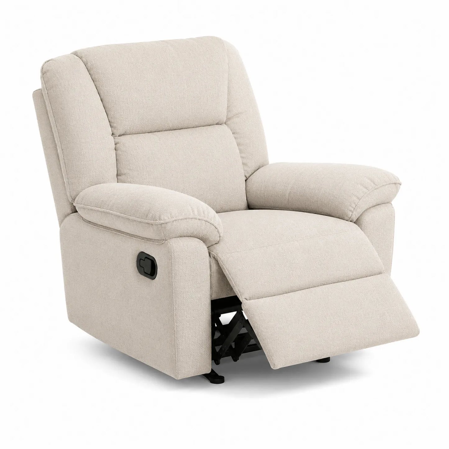 Sillón reclinable de poliéster beige con sistema manual