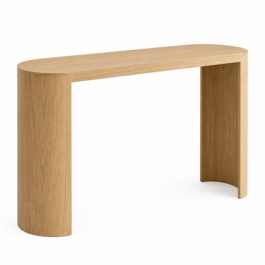Mesa consola de madera chapada semicircular 120x30x80 cm