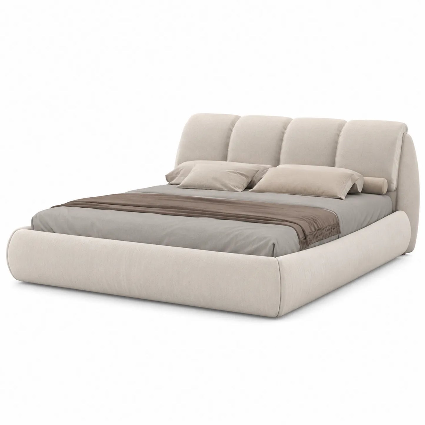 Cama Tapizada en Tela Beige 200x180 cm