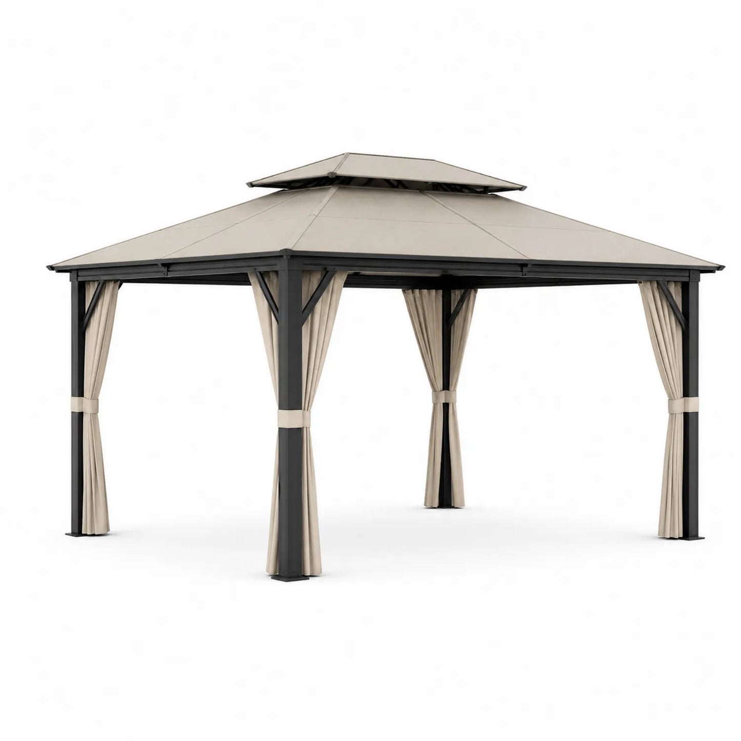 Pérgola de Acero con Techo de Poliéster 300x400 cm Beige