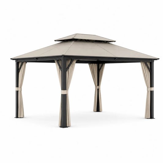 Pérgola de Acero con Techo de Poliéster 300x400 cm Beige