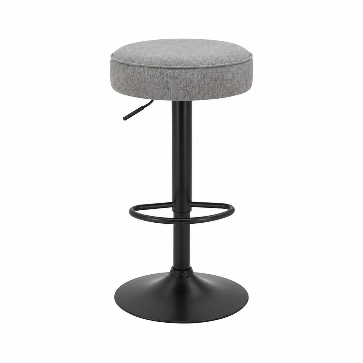 Taburete ajustable de tela gris y metal negro