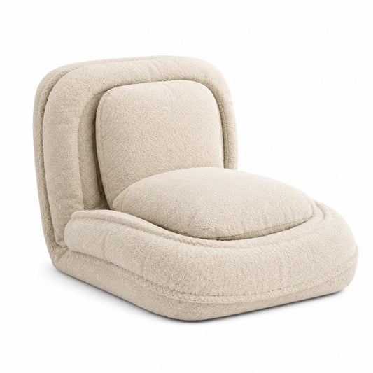 Sillón Bajo de Salón Tela Buclé Beige 60x70x65 cm