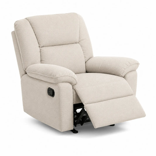 Sillón reclinable de poliéster beige con sistema manual